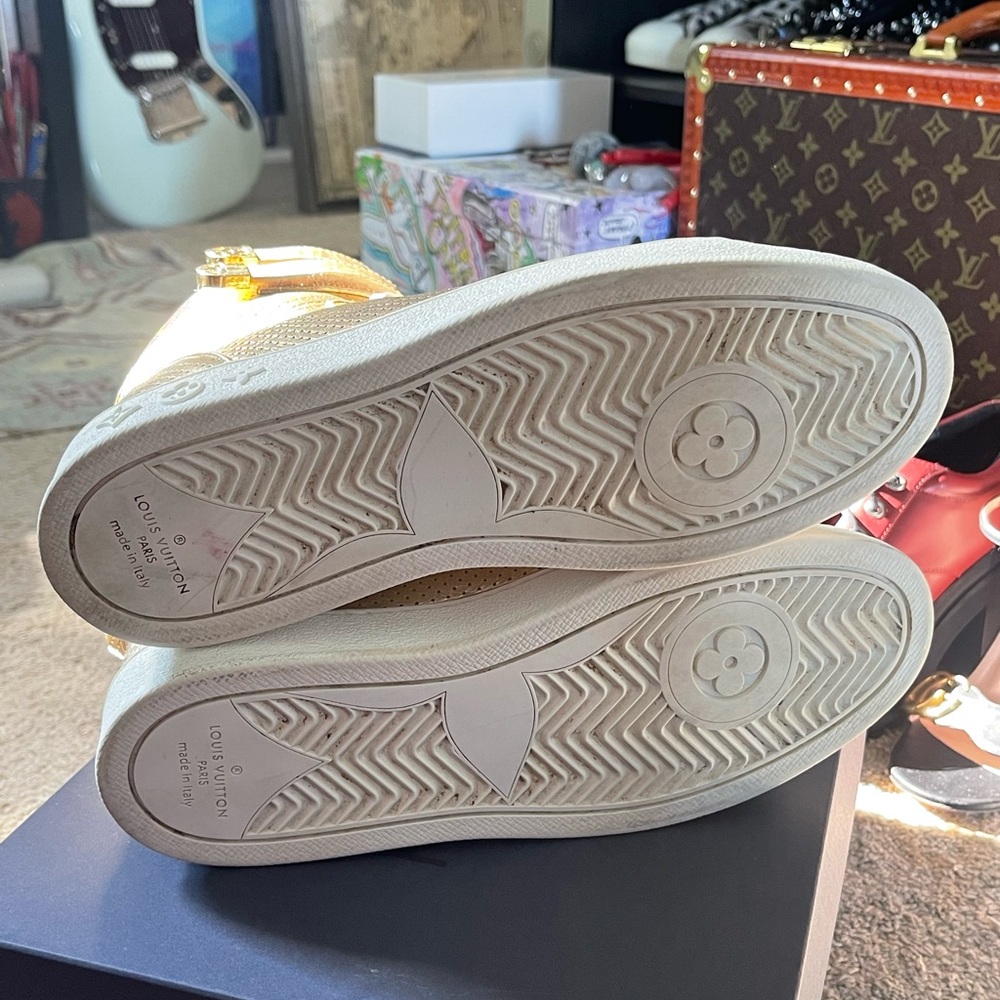 Louis Vuitton Women’s Gold Hightop Boombox Sneaker Boot - Velcro Authentic Sz 38 - Picture 7 of 15